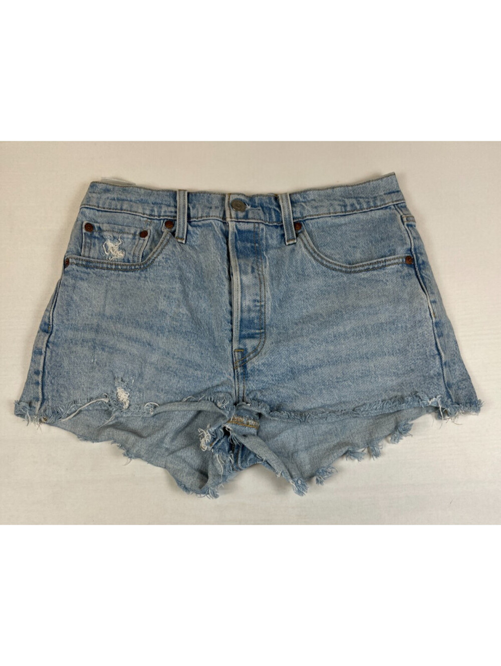 Levi's 501  Womens W28 Cut Off Denim Shorts Light Wash Blue Cutoffs
